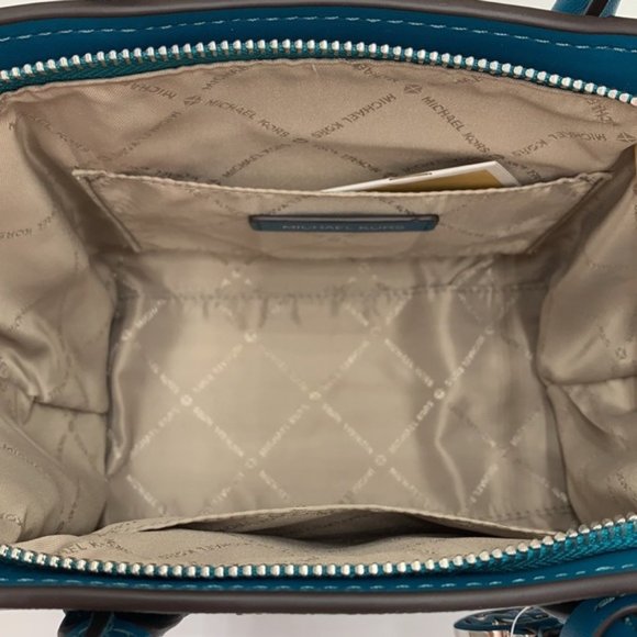 Michael Kors Avril Small Leather Top-Zip Satchel Lagoon color - Picture 13 of 16